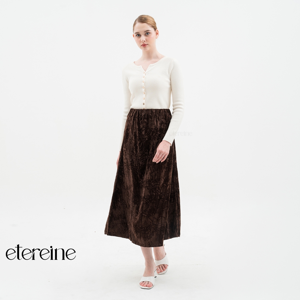 ETEREINE [Rok Velvet Kira] - Rok Corak Abstrak Maxi Long Skirt - Rok Bludru Maxi Wanita