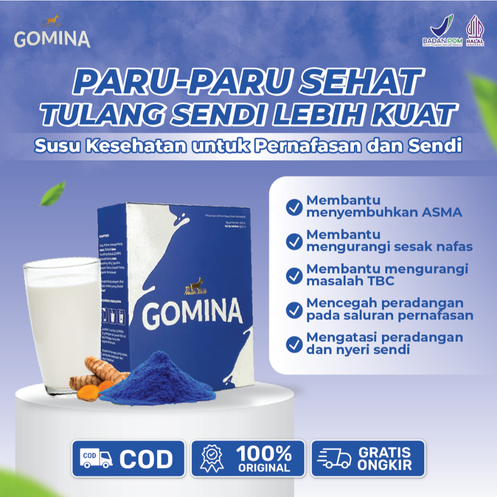 

GOMINA - Paket 2 in 1 Menyehatkan Paru - Paru dan Memperkuat Tulang Sendi Lebih Kuat - 100% ORIGINAL