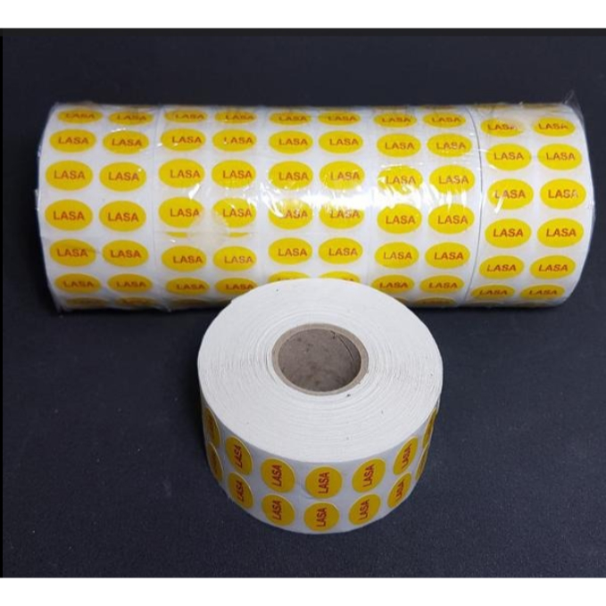 

STIKER LASA KUNING OVAL 20X10mm isi 5000 pcs in ROLL