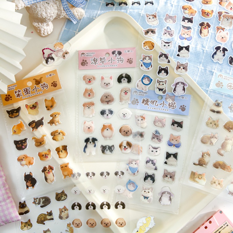 

[JUNE] Cat & Dog Stickers 3 Sheets Scrapbooking Binder Journaling Decorations Bullet Journaling