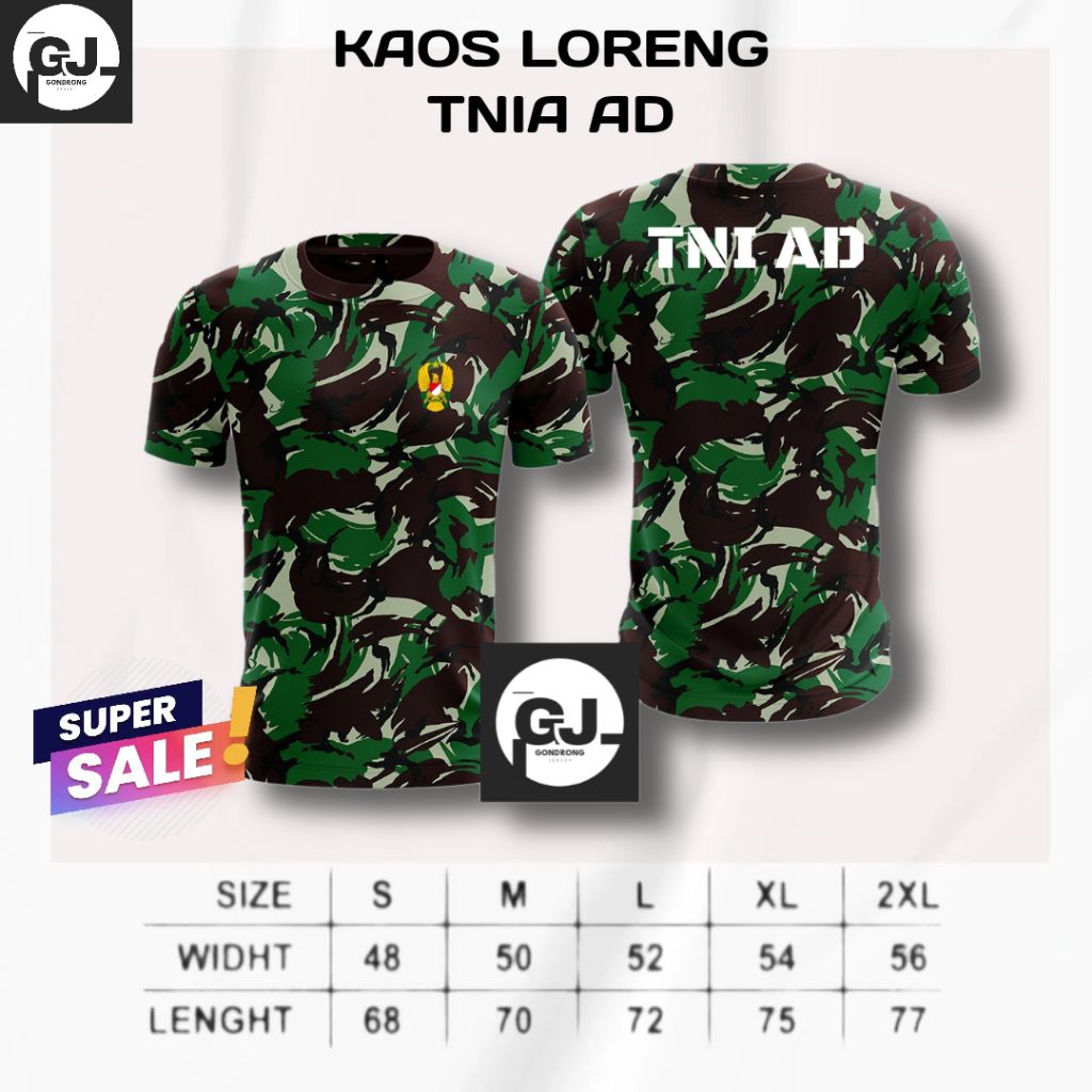 Kaos Loreng Tni Ad / Baju Kaos Tni Ad Loreng Lengan Pendek / Baju Daleman TNI AD