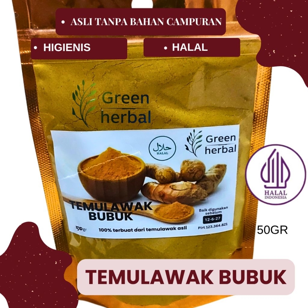 

Temulawak Bubuk 50gr/rempah serbuk temulawak original asli 100% tanpa bahan campuran. Green Herbal