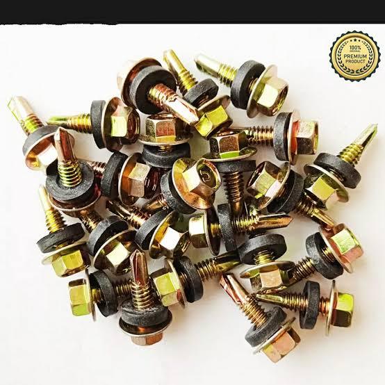 Baut Roofing isi 300pcs baut Self Drilling Screw 300pcs Baut Baja Ringan Atap Galvalum 12x20 (2 cm) 