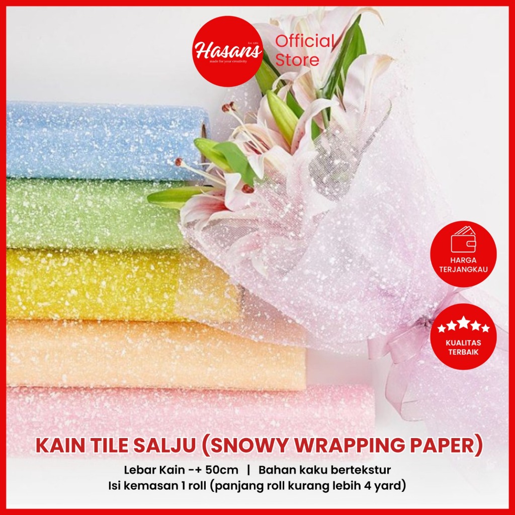

[1 Roll] Kertas Buket Bunga / Flower Wrapping Paper / Kain Tile Salju / Snowy Wrapping Paper / Snowflake Polimesh / Lembaran Kain Tile Salju / Kain Buket Bunga / Polimesh Salju / Kain Tile Salju (Snowy Wrapping Paper)