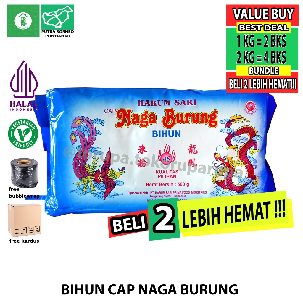 

Bihun Naga Burung 500gr Harum Sari / Bihun Beras / Bihun Jagung / Rice Vermicelli