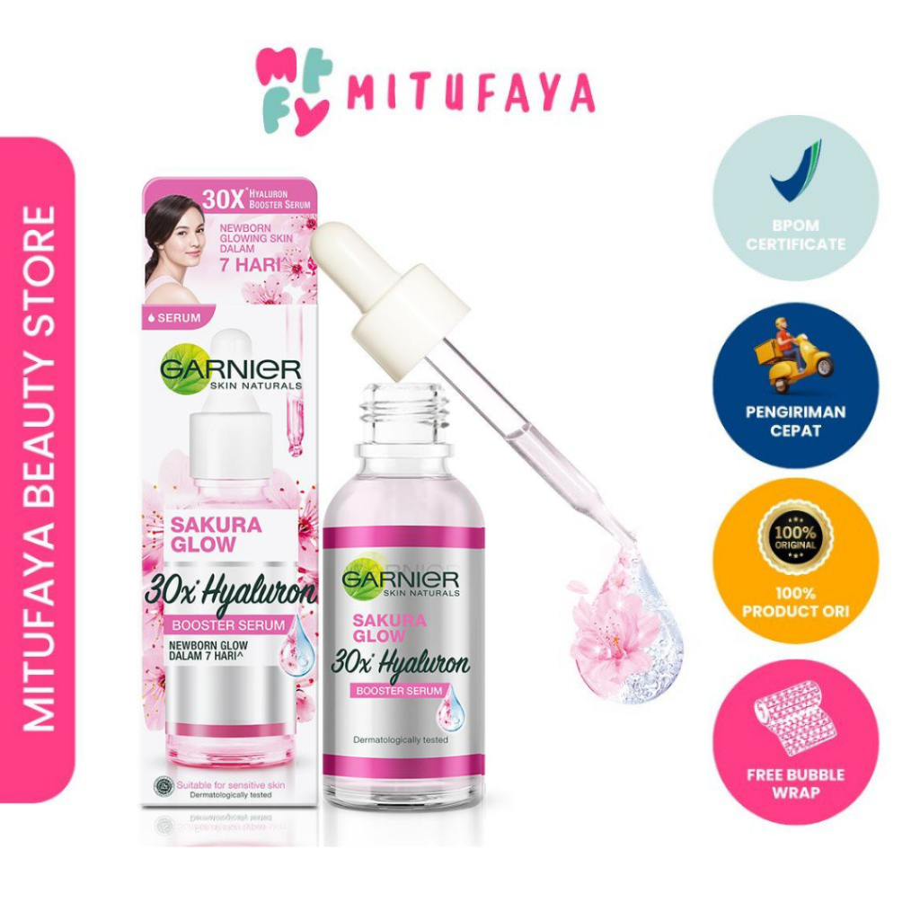 ❀ MITUFAYA ❀ GARNIER SAKURA WHITE 30X HYALURON BOOSTER SERUM | KULIT GLOWING DALAM 7 HARI - MELEMBAB