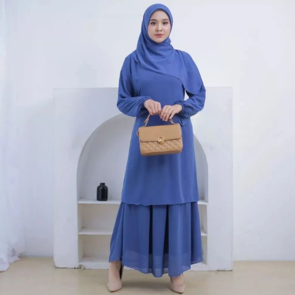 Gamis Malaysia / (Malaysia) Dress Jumbo LD 100-130 Bahan Ceruty Bebydoll Full Furing Best Seller