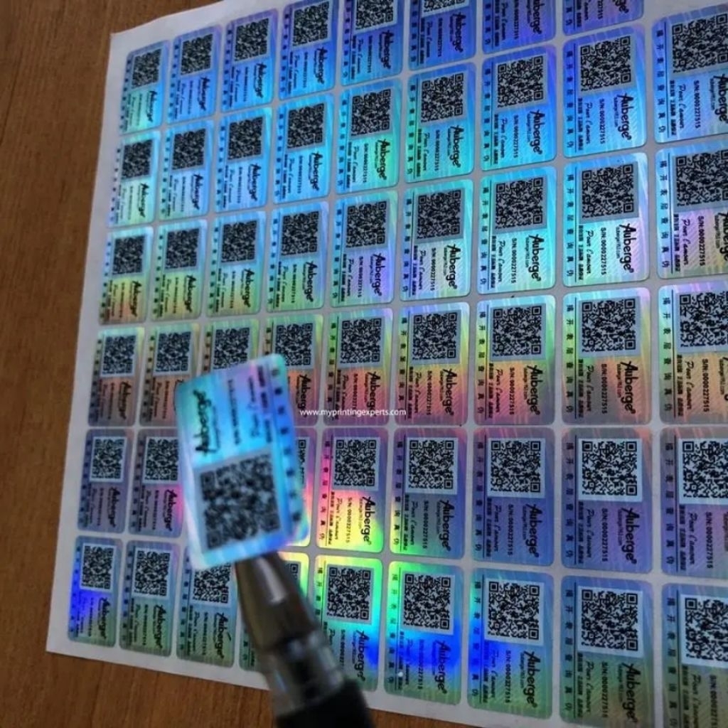 Print Cetak Stiker Hologram Anti Silver Gold Air Custom A3+