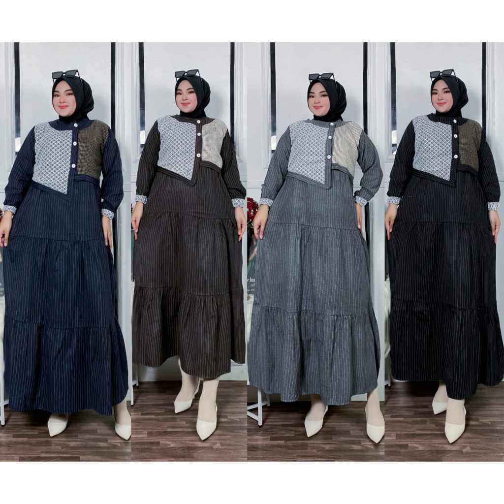 MARIA DRESS gamis lebaran 2025 model gamis terbaru viral tiktok abaya/gamis rompi outer brokat terba