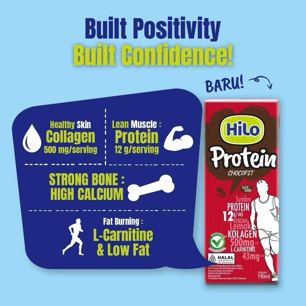 

1pcs - HiLo Protein Chocofit UHT 190 mL – Susu Tinggi Protein dengan Collagen Rasa Cokelat