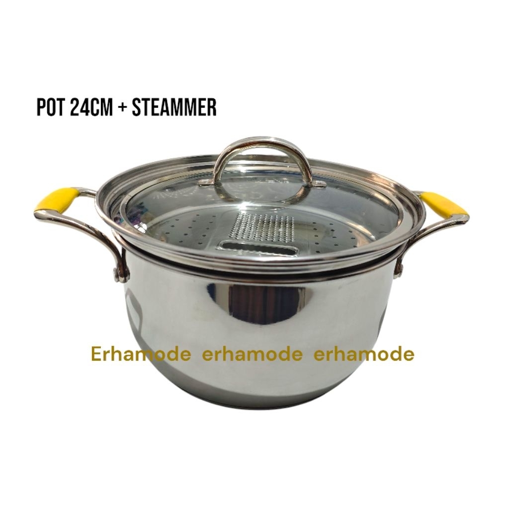 Soup Pot Steammer Pot Panci Kukus Stainless Steel