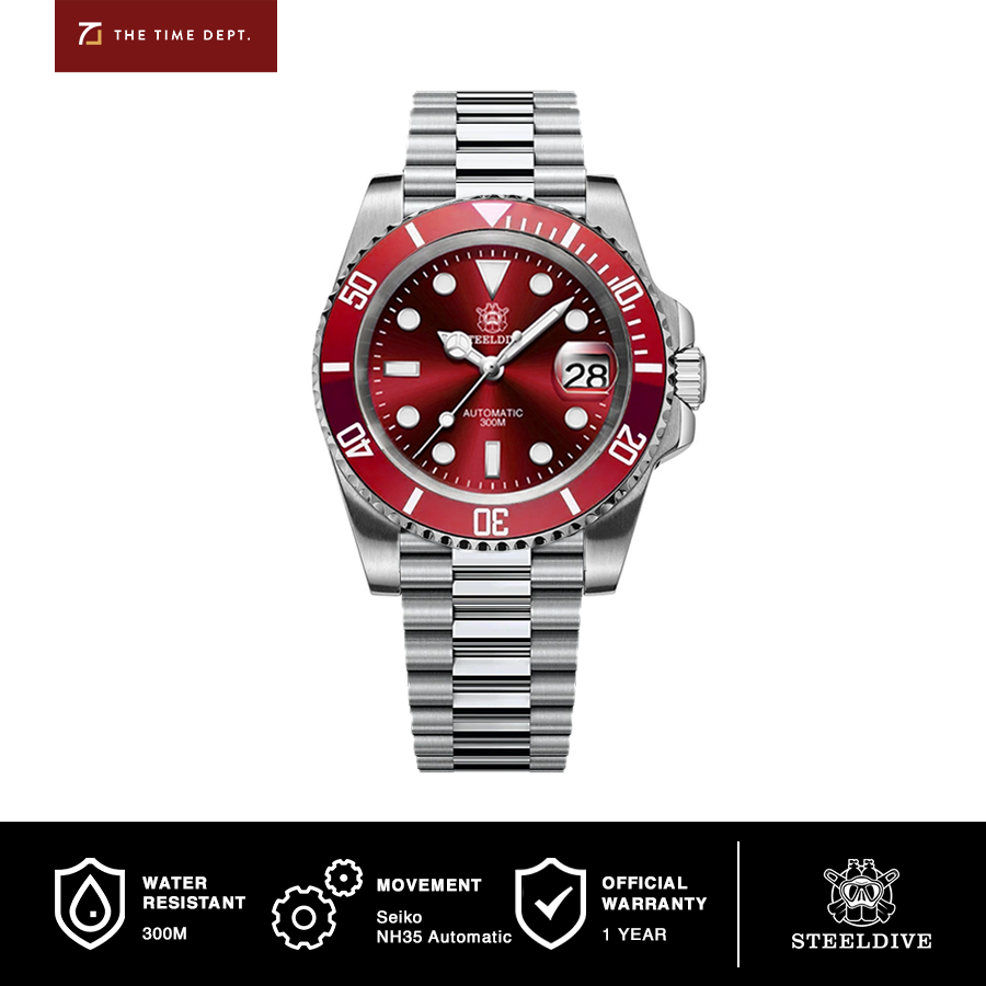 SD1953 Submarine Red President Bracelet Jam Tangan Automatic Mesin Seiko NH35A Japan Automatic Movem