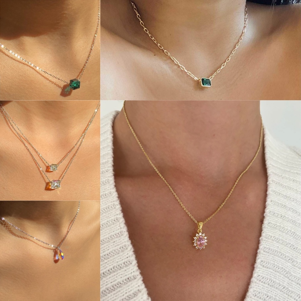 Kalung batu permata, kalung liontin berlian imitasi,liontin kalung,kalungemas,Kalung Wanita.