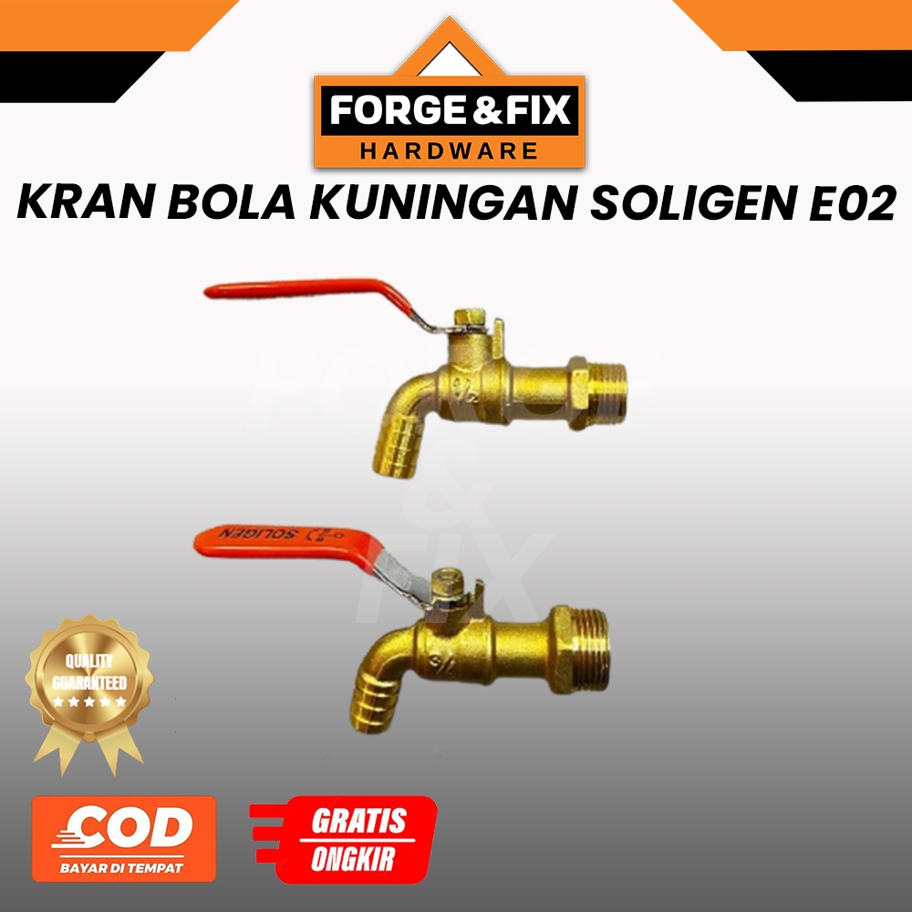 SOLIGEN Kran Air Keran Bola Tembok Taman Full Kuningan E02 1/2 3/4 INCH