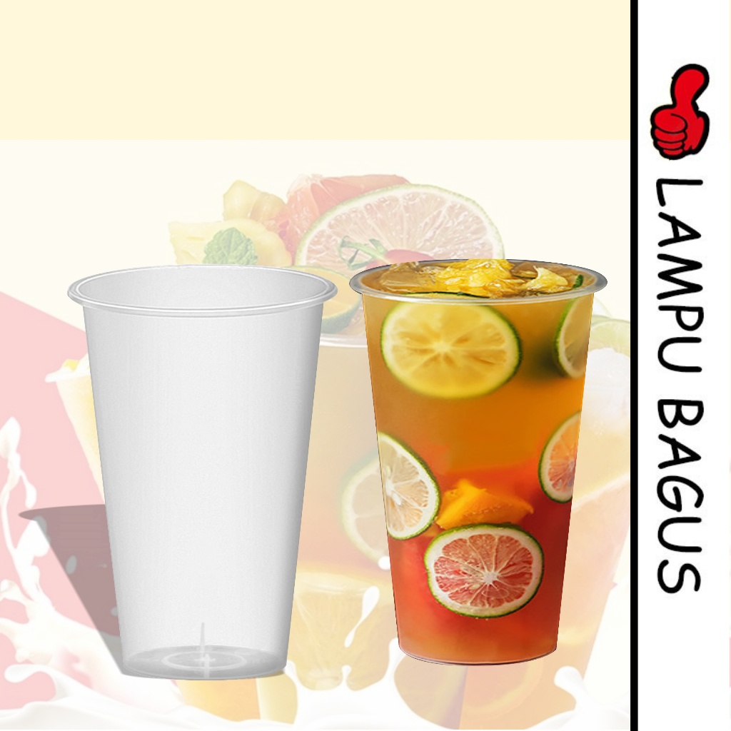 (CUP 25 PC) Cup Injection 500ml 17oz / CUP MINUMAN KEKINIAN / Gelas Plastik Thinwall Tebal Datar