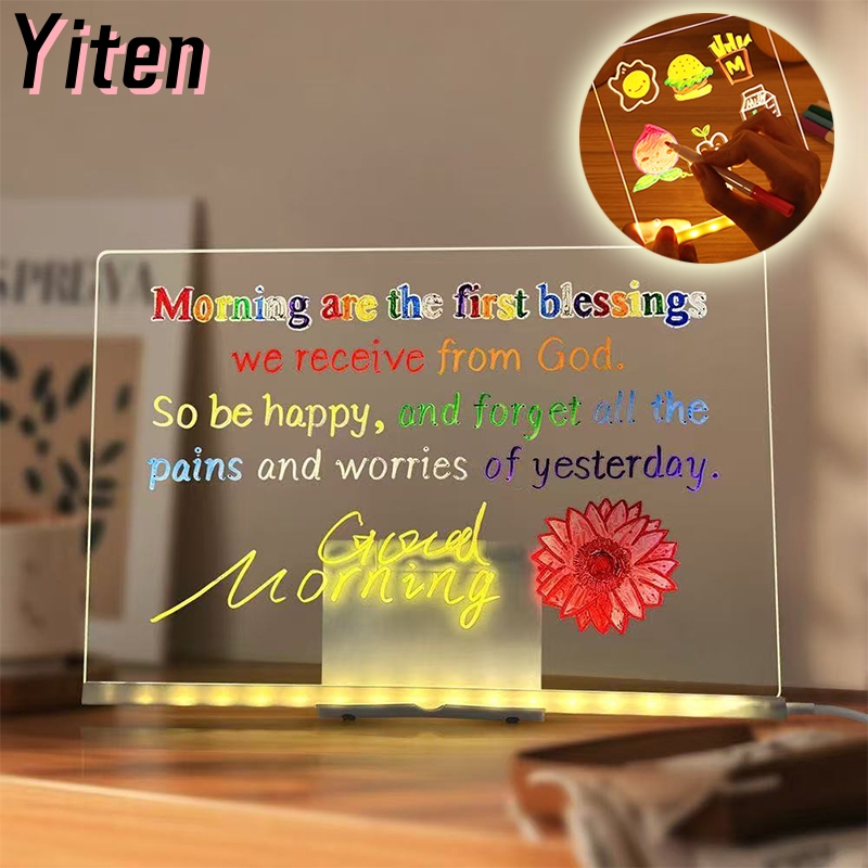 

Paintboard Acrylic Note Board Message With Led Stand/Papan Tulis Acrylic Led/Acrylic Led Board Light