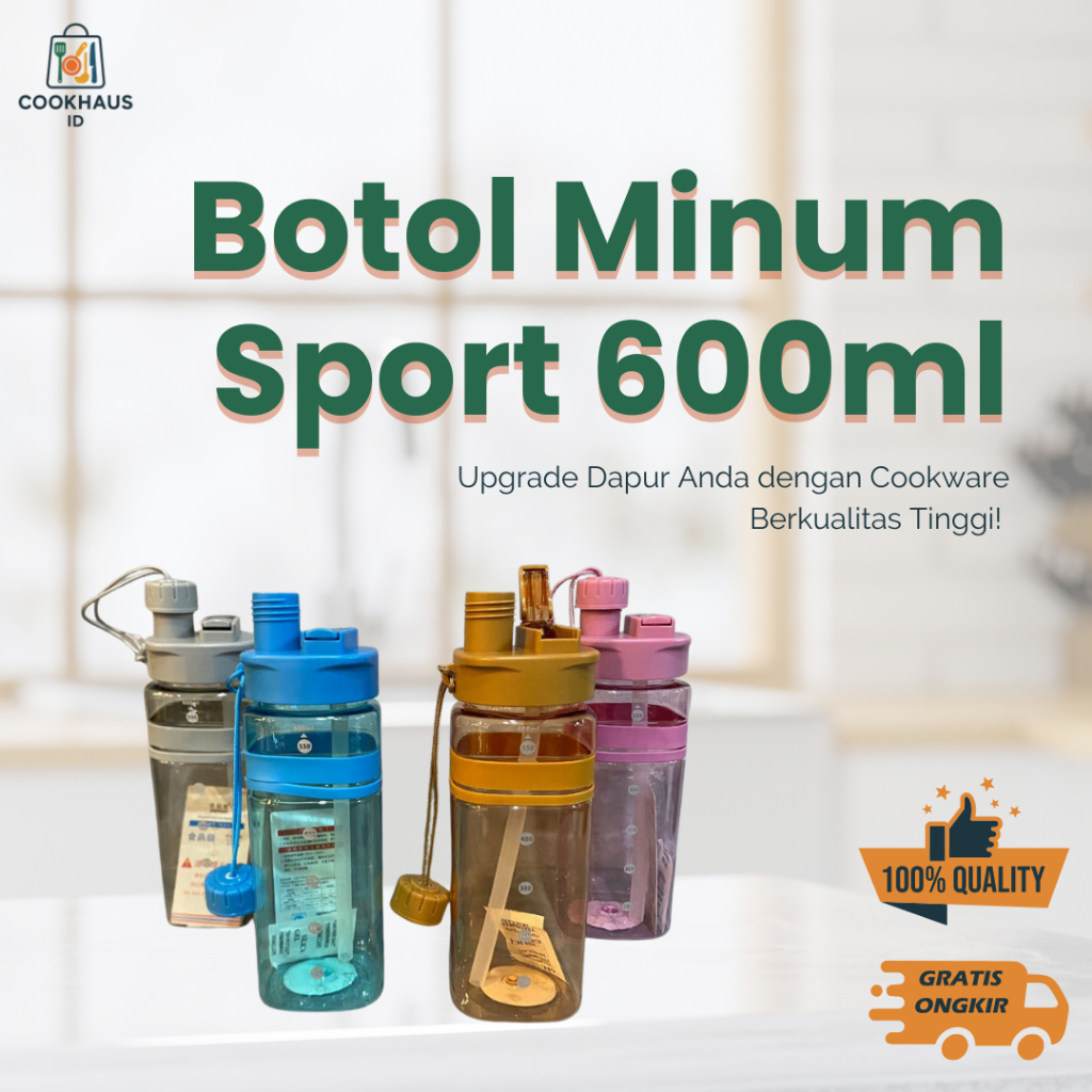 Cookhaus Botol Minum Sport Travel Botol Minum Sedotan Anak Sekolah Dewasa Anti Tumpah 7258