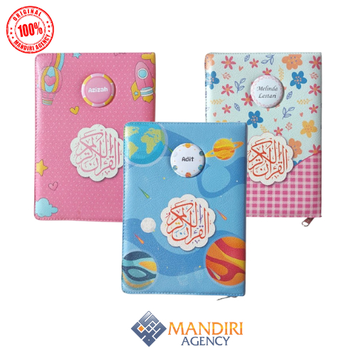 Al-Quran Custom Nama Kaleb Resleting Ukuran A5 A6 Desain Untuk Anak-anak