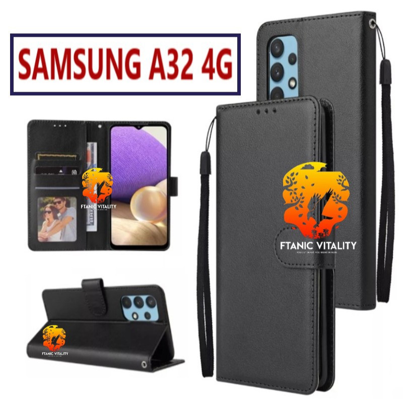FLIP LEATHER CASING SAMSUNG A32 4G CASE KULIT FLIP WALLET LEATHER DOMPET KULIT PREMIUM SARUNG BUKA T