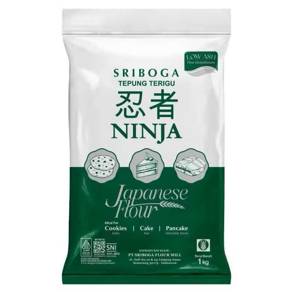 

Tepung Trigu Ninja 1kg | japanese Flour | Sriboga | Tepung trigu Protein Rendah