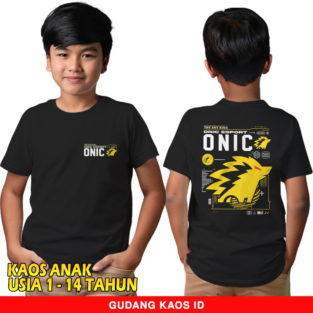 Gudang Kaos Onic Esports 5 - Baju Anak Usia 1-14 Tahun - Kaos Logo Onic Terbaru - Kaos Streetwear Ga