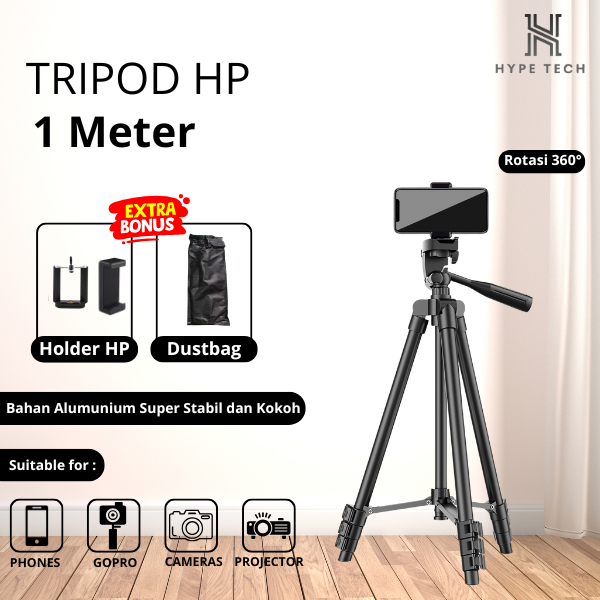 Tripod HP & Kamera Universal Free Holder HP dan Tas Tripod Dudukan Kamera / Tripod Handphone Kamera 