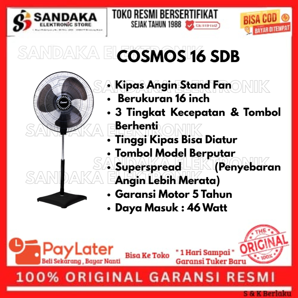 Kipas Angin Cosmos 16 SDB 16 inch