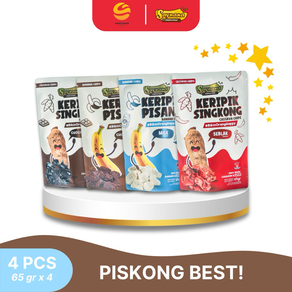 

Saynana Snack & Food [PAKET KRIPIS PISKONG 4 PCS] Keripik Pisang dan Keripik Singkong