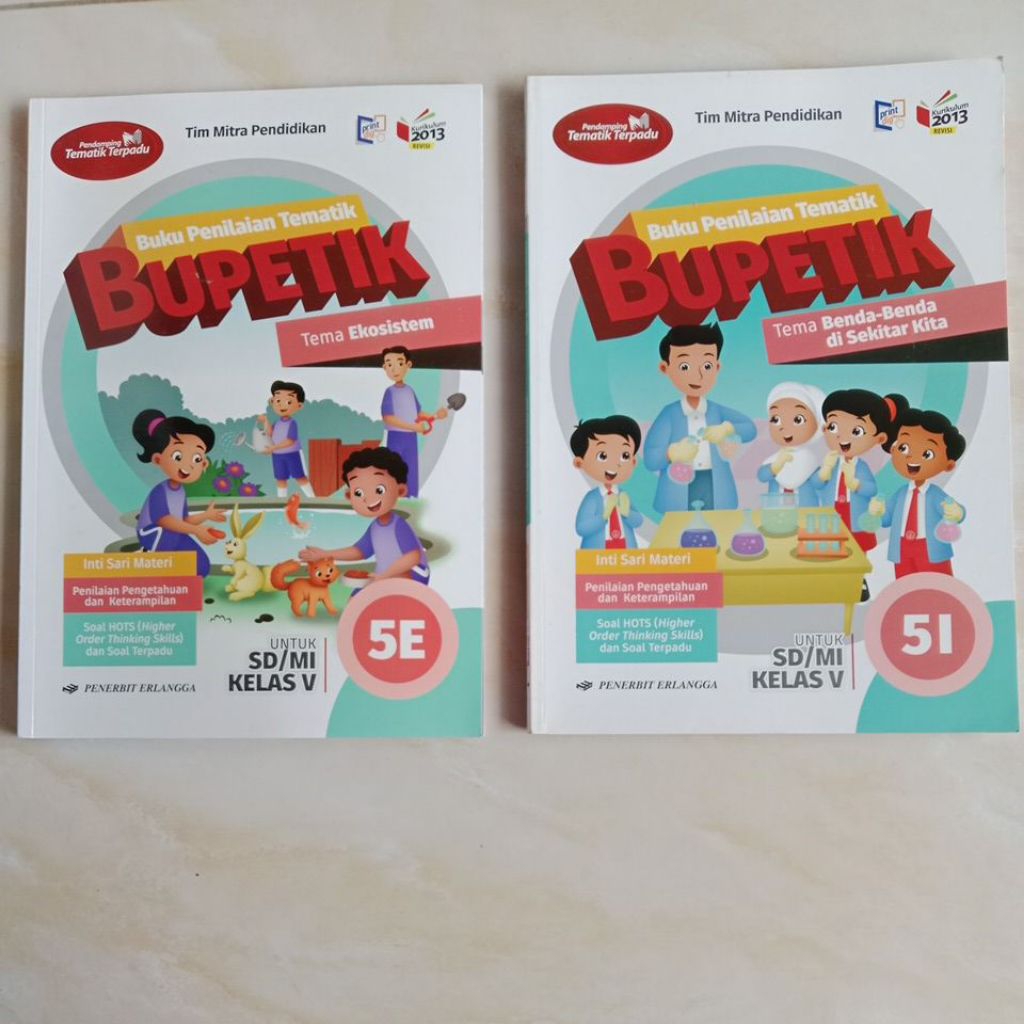 Buku penilaian Tematik Kelas 5e.5i Erlangga.