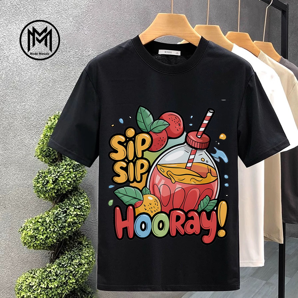 Kaus jus kartun lucu, apel, jus jeruk, jus semangka, minuman buah musim panas, kaus katun murni klas