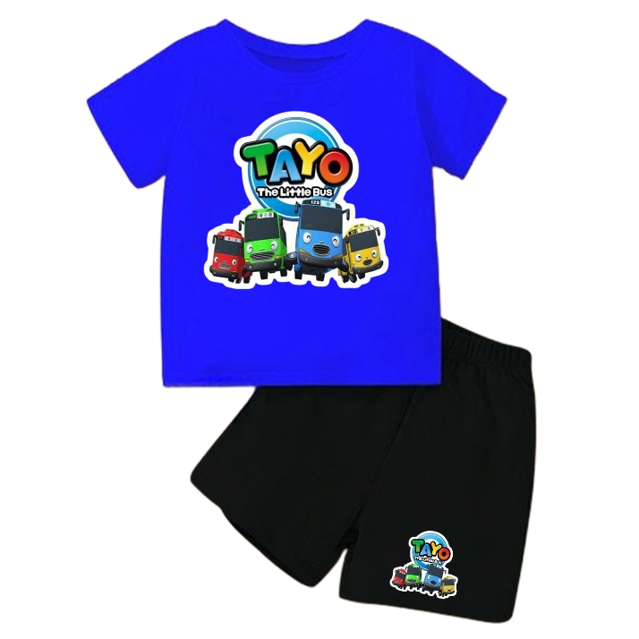 Setelan Baju Bus Tayo Anak Laki Laki dan Perempuan 2-10 Tahun / Stelan Baju Bus Tayo - TAYO THE LITT