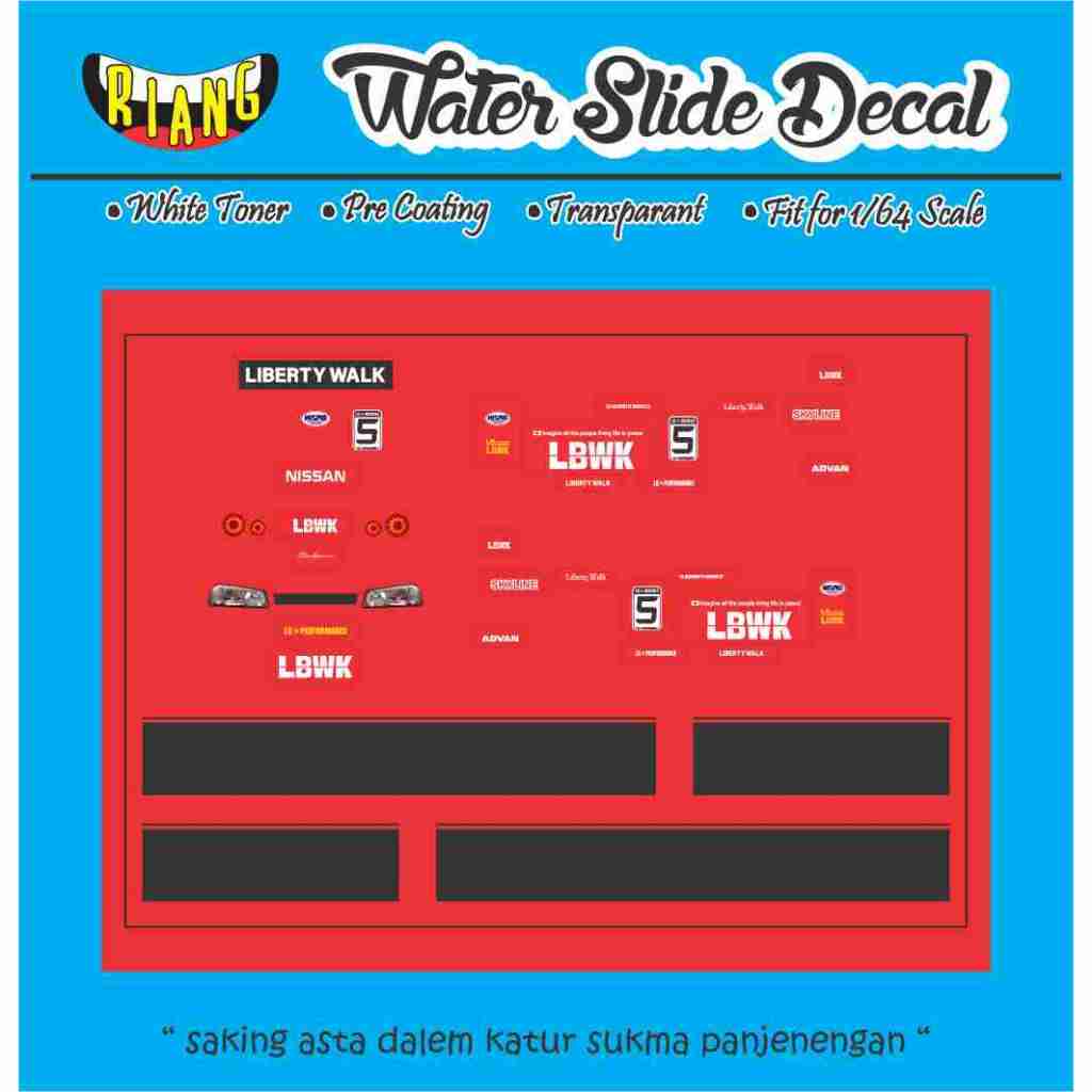Decal Hot Wheels ER34 LBWK Merah Hitam