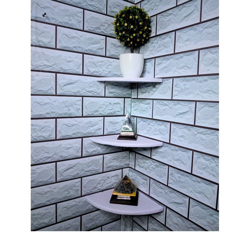 rak dinding sudut/hambalan sudut 3 susun/rak dinding aesthetic untuk kamar/rak dinding tempel/rak di
