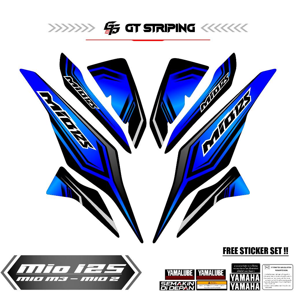 GTS 53 STRIPING MIO M3 HITAM STICKER LIS LIST DECAL YAMAHA MIO M3 HITAM LIST MERAH BIRU LIST LES POL
