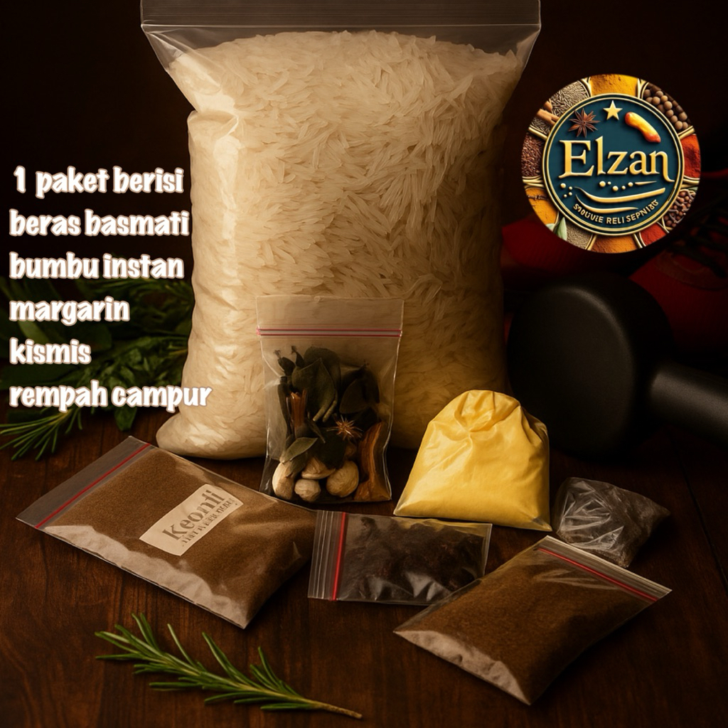 

paket lengkap nasi kebuli instan 1kg nikmat,lezat, dan 100% Halal