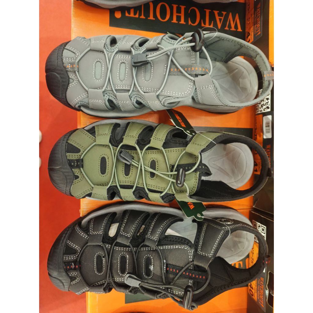 Sandal sepatu gunung pria watchout solid hitam abu coklat
