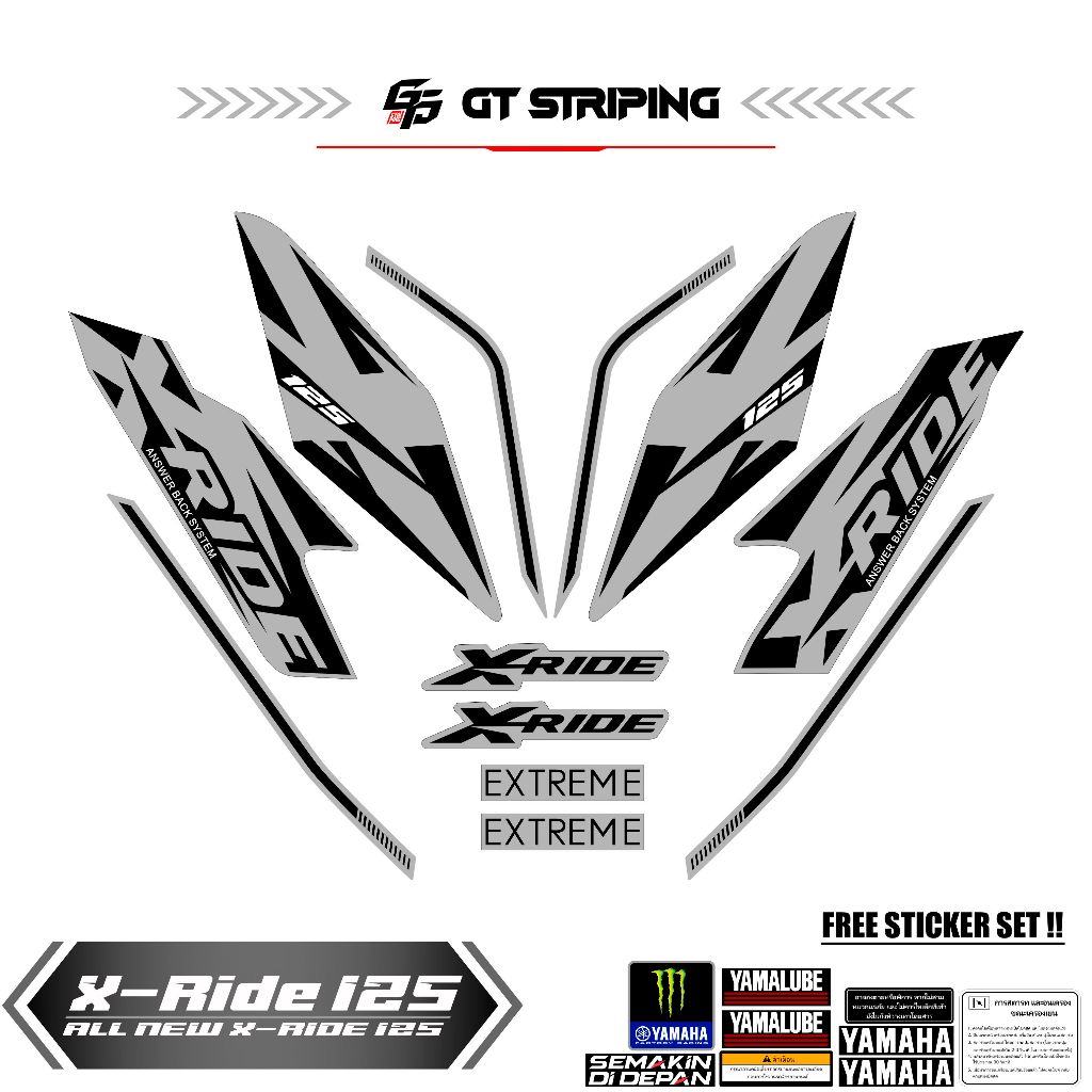 GTS 3 STRIPING YAMAHA X RIDE NEW 125 / LIST LES X RIDE / STIKER POLET X RIDE NEW 125