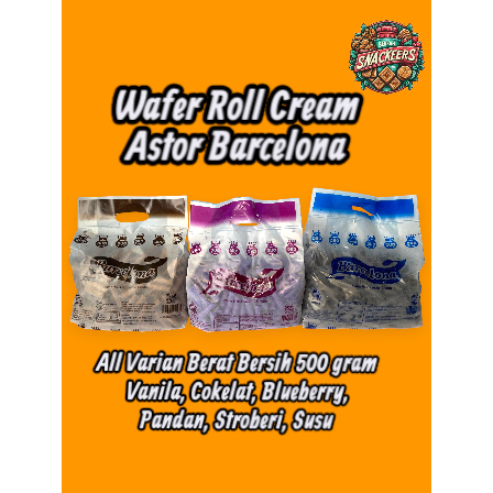 

500gr Astor Barcelona Packing / Wafer Roll Cream Astor Varian Rasa