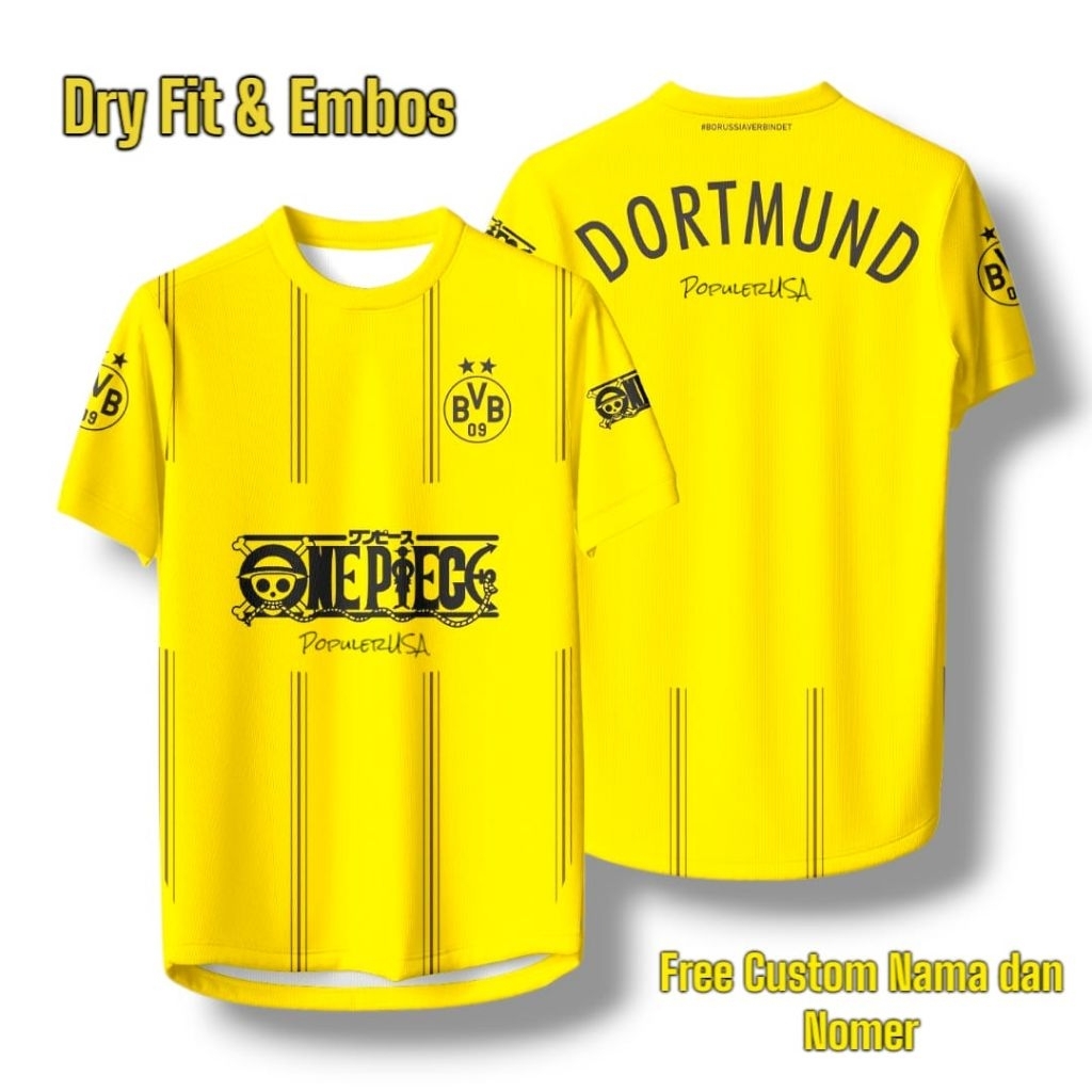 Jersey Borussia Dortmund X One Piece Design New - Model Baru Free Custom Nama dan Nomer Sport Olahra