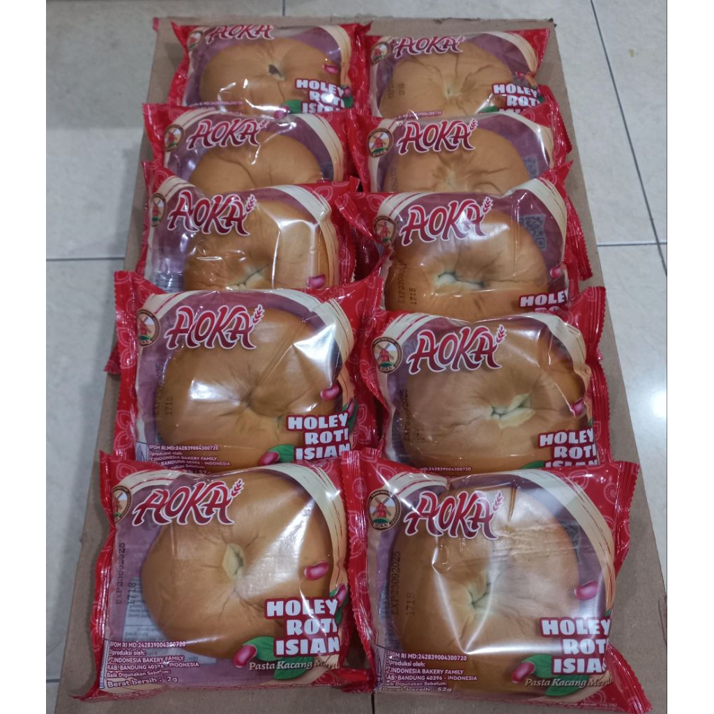 

( Paket isi 10 ) Roti Aoka HOLEY ISI KACANG MERAH