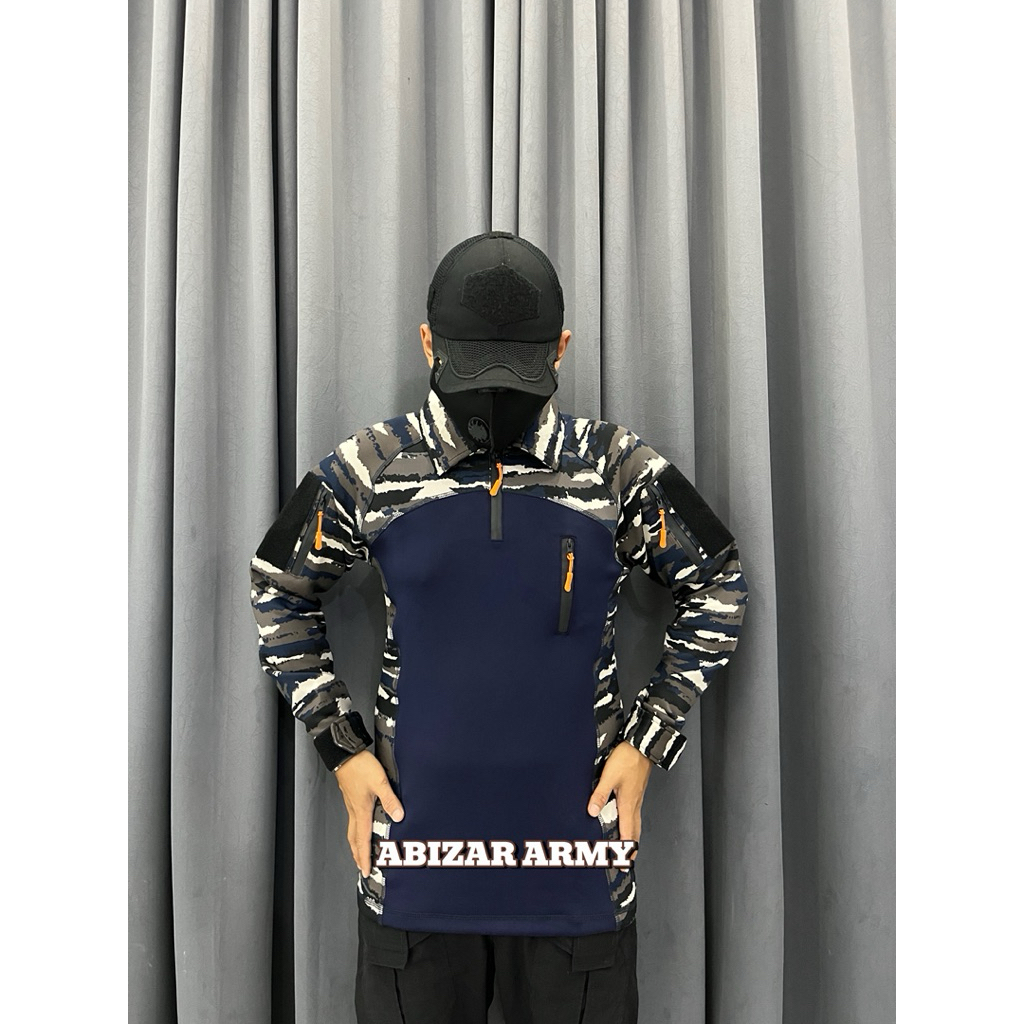 BAJU BDU SCUBA LORENG AL LENGAN PANJANG/ BAJU BDU BAHAN SCUBA / KAOS BDU SCUBA NAVY LORENG AL /BAJU 