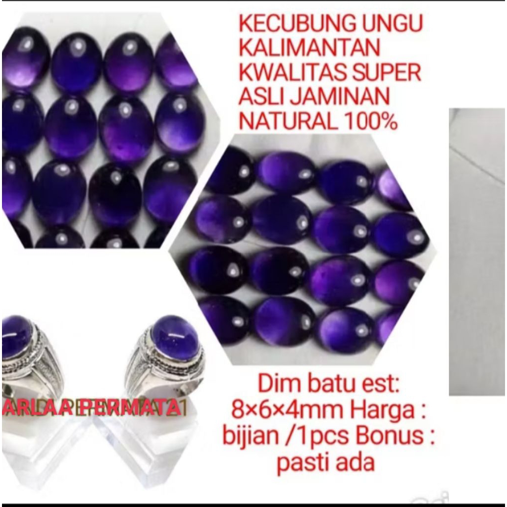 CINCIN BATU KECUBUNG UNGU AMETIS MINION ASLI NATURAL 100%