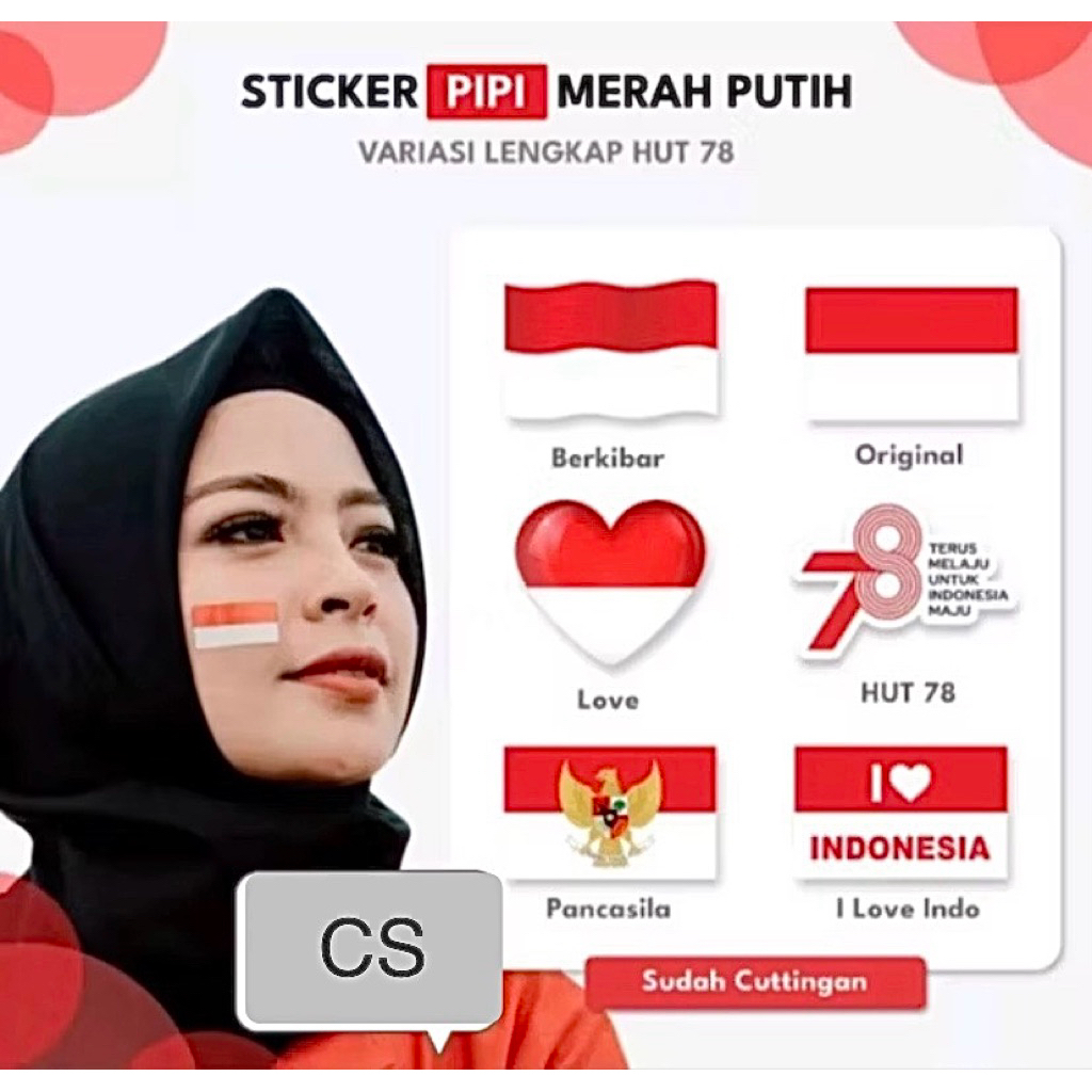 

Stiker pipi HUT RI Bendera Merah Putih / Stiker kemerdekaan / stiker tempel pipi edisi kemerdekaan