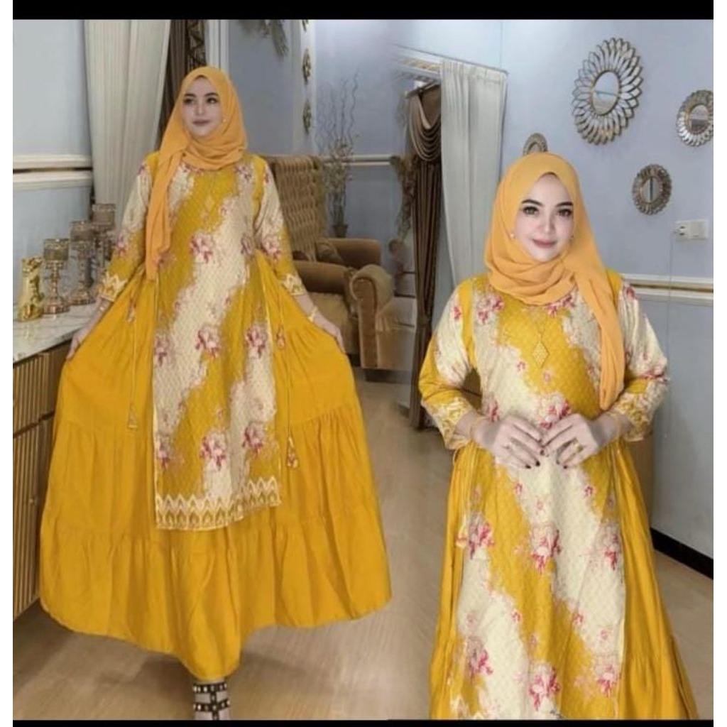 Gamis Hindi Lidah kuning terbaru