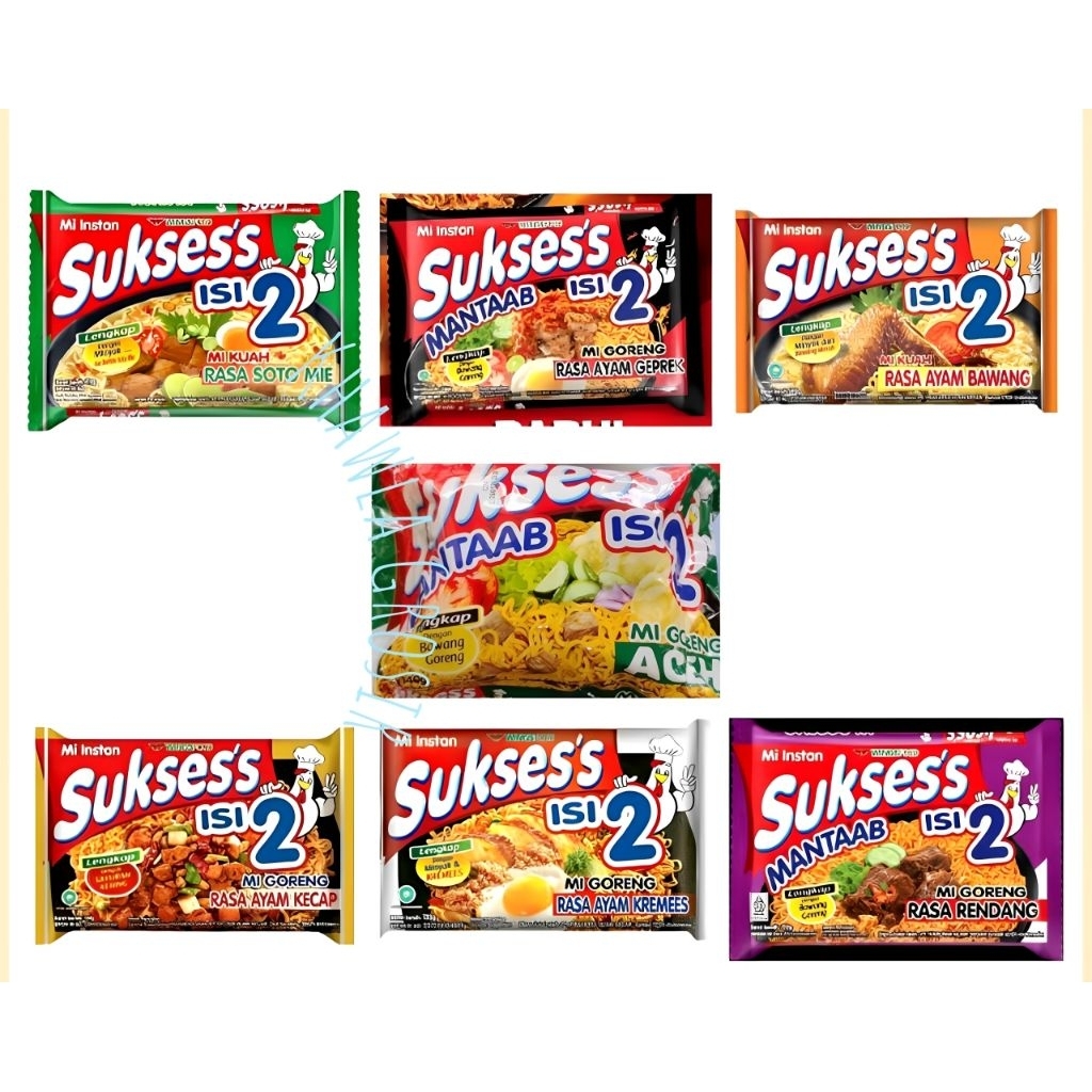 

MIE SUKSESS - ISI 2 - GORENG ACEH - SOTO AYAM - BAWANG KECAP - KREMES - GEPREK - RENDANG - 132 GR