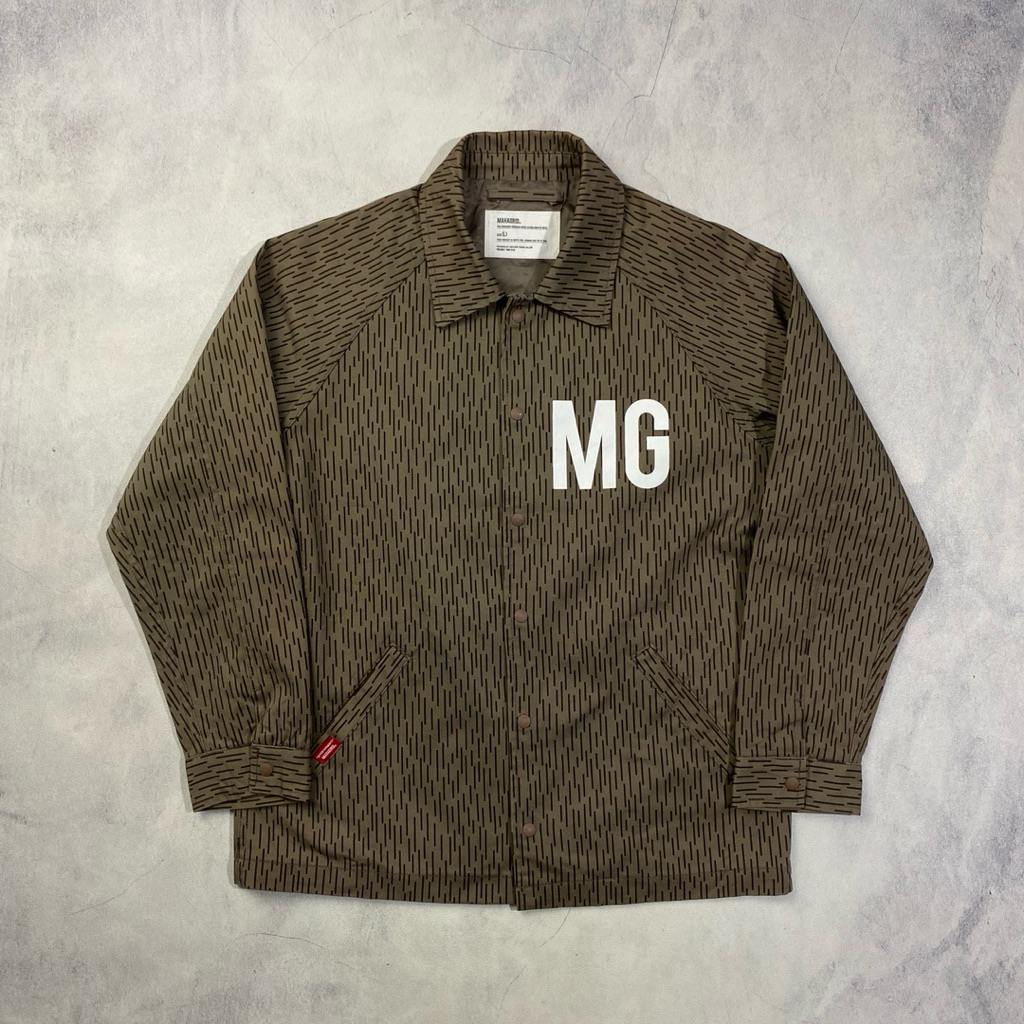 Mahagrid Olive Canvas Rain Camo Pattern Coach Jacket Casual Harrington Work Jacket