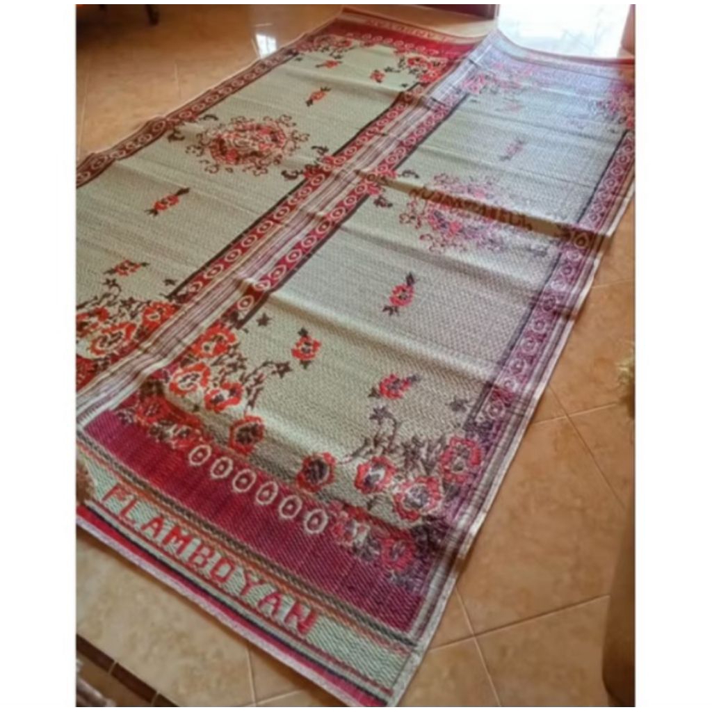 Flamboyan Tikar Plastik ukuran  2x3m, sudah full jahit pinggirnya, tikar tebal, Kualitas bagus, Best