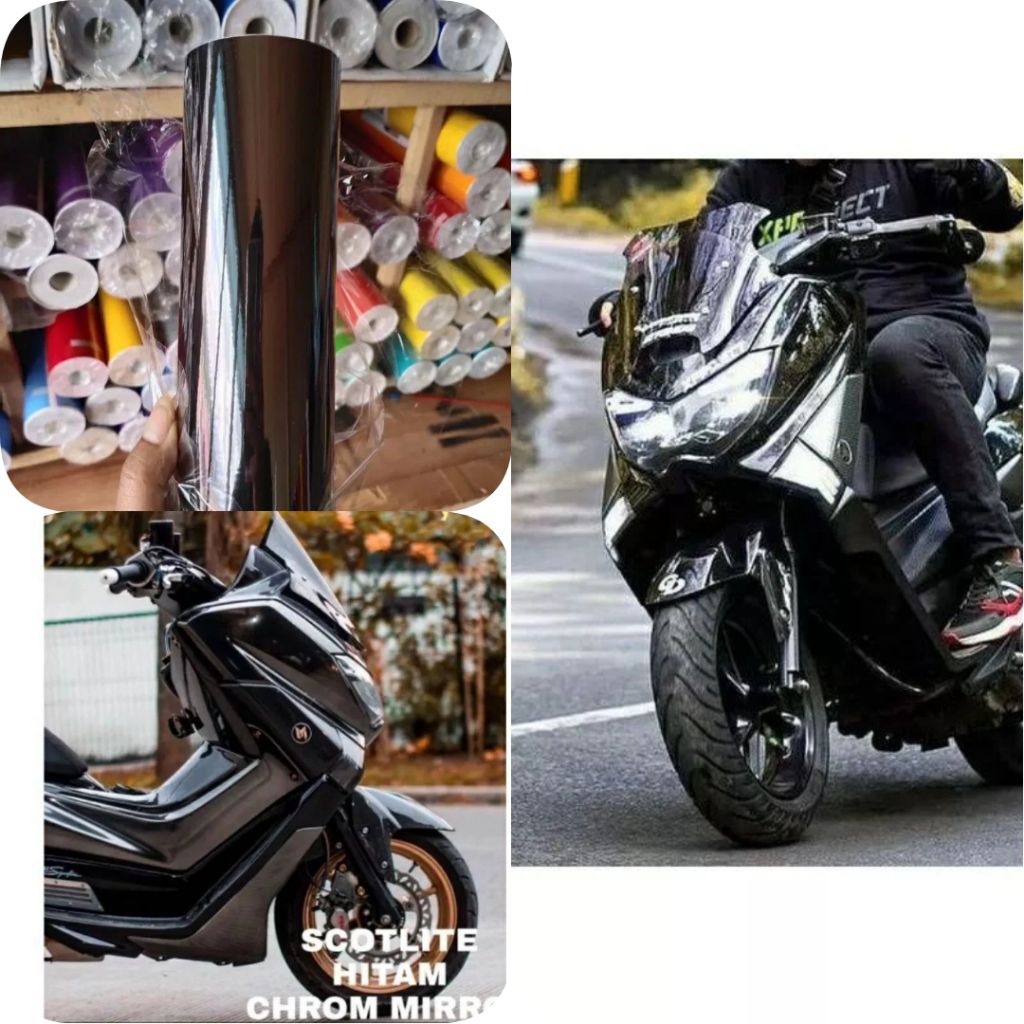 sticker skotlet hitam chrom skotlet hitam metalik mirror