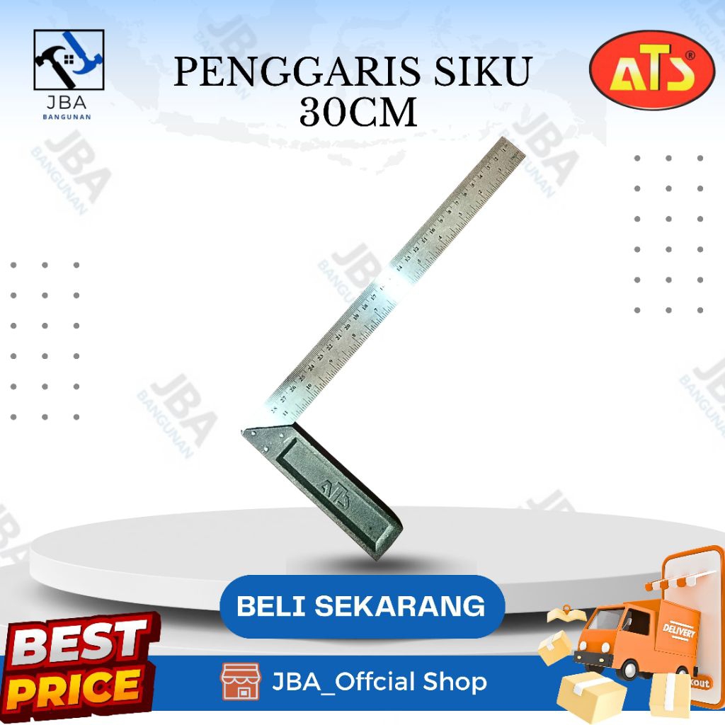 

Penggaris Siku Besi Tebal 30M ATS / penggaris Siku besi sudut/ penggaris siku besi panjang