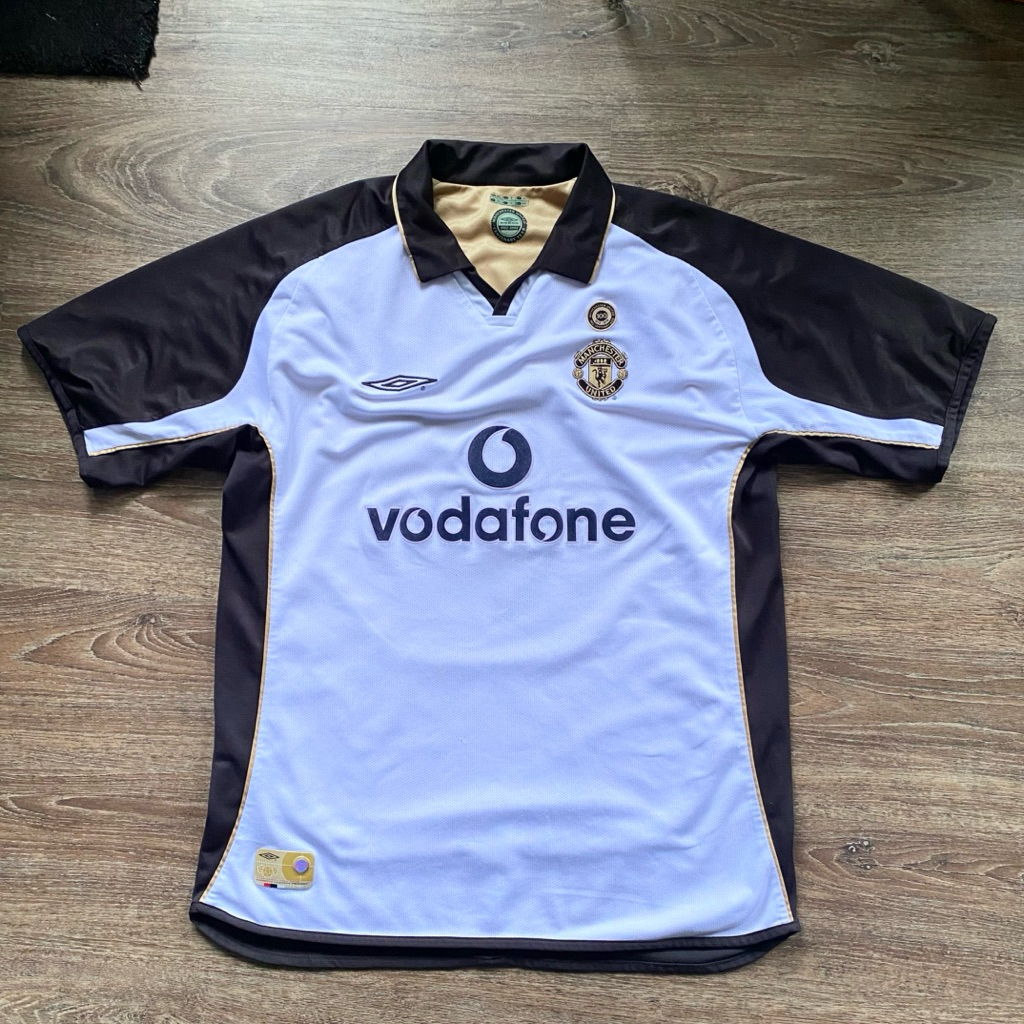 Jersey Vintage Original Asli Manchester United Centenary Kit 2001/2002 David Beckham Reversible Bola